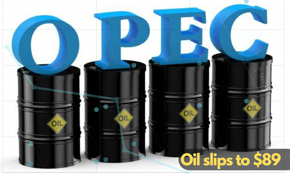 Oil falls below $89 as OPEC+ and US inventories are scrutinized